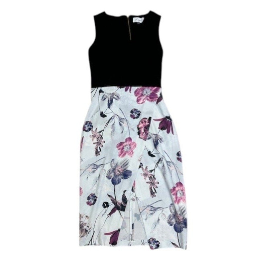 Closet London Floral Midi Dress Black Sleeveless Party Cocktail Size 4‎